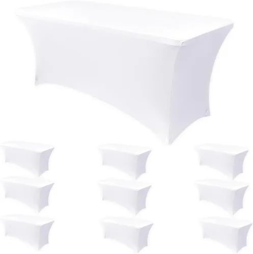 Vista 32 de Obstal Paquete de 6 Fundas de Mesa Elásticas de Spandex para Mesas de 6 Pies - Mantel Rectangular Universal Ajustado de 6 Pies Protector para Bodas