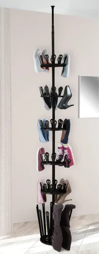 Vista 5 de WENKO Achilles - Zapatero telescópico para 30 pares de zapatos y 6 pares de botas para sujetar entre el suelo y el techo, altura ajustable hasta 9.8