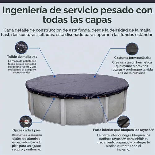 Vista 5 de Blue Wave Cubierta redonda de piscina para invierno de 18 pies, grado Bronce, 8 años – Polietileno duradero y resistente al clima – 4 pies