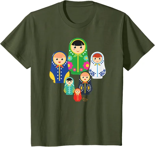 Vista 10 de Matryoshka Russian Nesting Dolls, Rusia - Camiseta de regalo, Azul / Patchwork, S