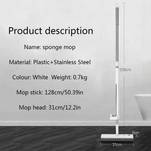 Vista 7 de JINYISI Trapeador, trapeador de piso, fregona de madera dura, fregona de esponja, fregona fácil de apretar, trapeadores para limpieza de pisos