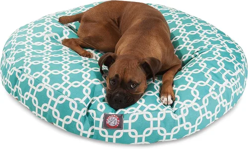 Vista 22 de Cama para mascotas redonda, amarilla, para exterior Majestic, Negro