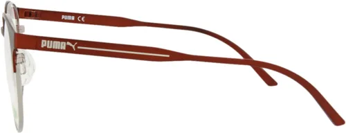 Vista 3 de PUMA Gafas de lujo transparentes redondasovaladas con marco de acero inoxidable de color burdeos, hechas en China, marco de acero inoxidable, moda