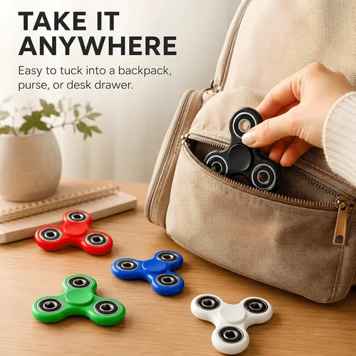 Vista 9 de SCIONE Fidget Spinners - Paquete de 5 juguetes sensoriales para aliviar el estrés para adultos y niños, juguetes para reducir la ansiedad, rellenos