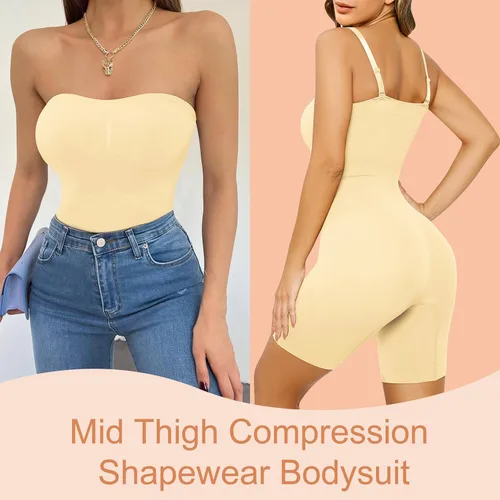 Vista 2 de ACPLK Strapless Shapewear Bodysuit for Women Tummy Control Full Body Shapewear Butt Lifter Mid Thigh