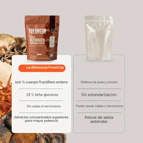 Vista 8 de Freshcap - Café de hongos premium, café instantáneo orgánico, 45 porciones