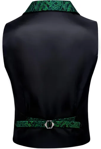 Vista 6 de Barry.Wang Conjunto de chaleco victoriano de seda para hombre, cuello a medida, chaleco gótico steampunk, formalocio, Oro