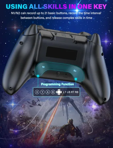 Vista 4 de Wireless Switch Pro Controller - Compatible with Nitendo SwitchOLEDLite, 1200mAh Rechargeable Switch Controllers with 8 Colors LED & Cool Nebula