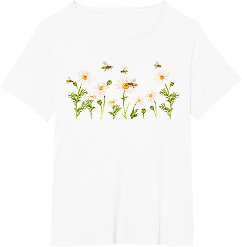 Vista 108 de Marguerites Daisy - Camiseta de verano con margaritas de jardín de flores, Negro, S