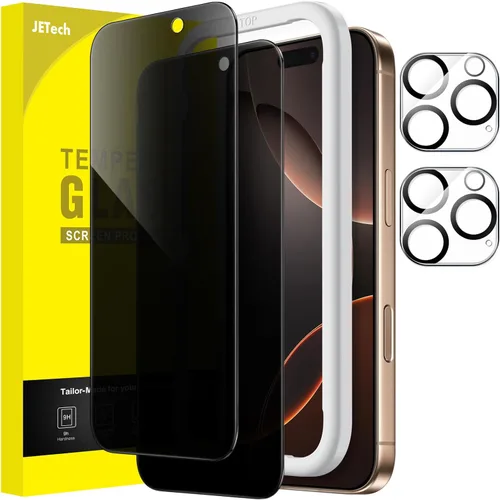 Vista 19 de JETech Protector de pantalla de privacidad para iPhone 11 de 6.1 pulgadas con protector de lente de cámara, película de vidrio templado antiespía