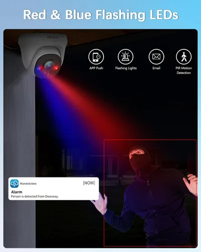 Vista 4 de 【Gran angular de 130° y 90 días de almacenamiento】Sistema de cámara de seguridad de cúpula con cable, sistemas de cámara de videovigilancia