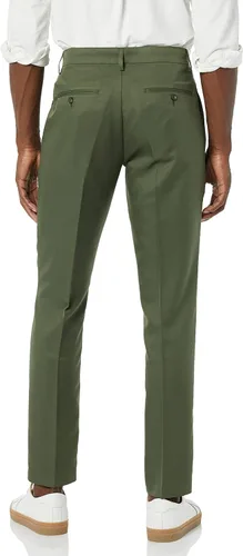 Vista 2 de Tienda Essentials - Pantalón de vestir de corte ajustado y diseño frontal plano para hombre
