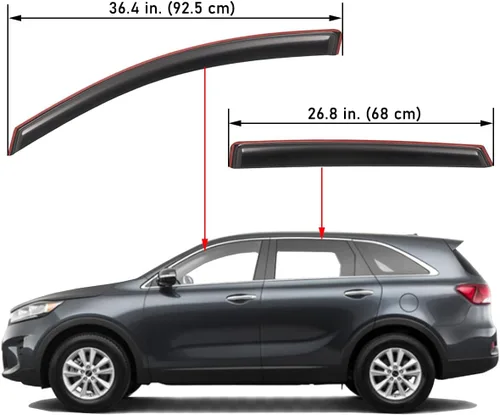 Vista 2 de Lightronic Visera de ventana de ventilación automática con clip en canal extra duradero, compatible con Kia Sorento 2016-2020, protección UV