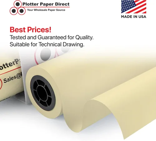 Vista 3 de Plotter Paper Direct (20 libras, color amarillo 4 rollos, núcleo de 2 pulgadas 36 pulgadas x 150 pies) para impresión CAD en impresoras