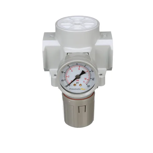 Vista 6 de PneumaticPlus SAR600-N10BG Regulador de presión de aire comprimido 1" NPT - Soporte, manómetro.