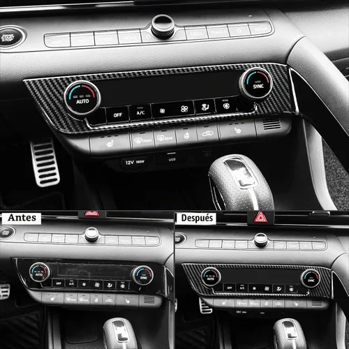Vista 6 de Panel de botón de interruptor de aire acondicionado de estilo fibra de carbono para consola central, cubierta Compatible con Hyundai Elantra N
