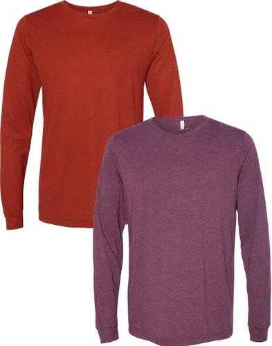 Vista 6 de Canvas Filmore 3501 - Camiseta de 4.2 onzas para hombre manga larga (1) Ceniza + (1) Jaspeado atlético