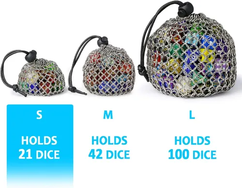 Vista 4 de YOUSHARES Bolsa de dados de acero inoxidable para juego de dados de metal poliédrico D&D, bolsa de dados DND para juego de dados de metal poliédricos