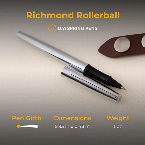 Vista 5 de Dayspring Pens Richmond - Bolígrafo de punta redonda, acabado cromado, grabado personalizado: graduación, nuevo trabajo, promoción u regalo