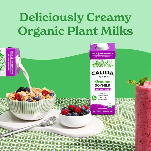 Vista 5 de Califia Farms - Leche de soja orgánica, 32 onzas (paquete de 6), sin lácteos, vegano, a base de plantas, vegano, sin gluten, sin OMG, orgánico USDA