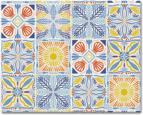 Vista 15 de Tabla de cortar de vidrio templado de 3mm de cerámica azul y blanca de CounterArt, 15" x 12", fabricada en EE. UU., tabla para servir, tabla