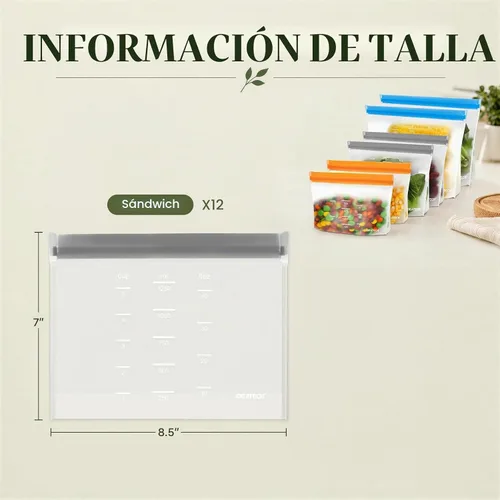 Vista 5 de Bolsas de almacenamiento reutilizables aptas para lavavajillas de pie, bolsas de sándwich reutilizables sin BPA – Bolsas de congelador de un galón a