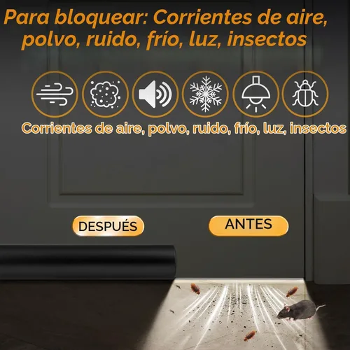 Vista 3 de MAXTID Burlete Grande para Puerta para la Parte Inferior de la Puerta de 30 Pulgadas Bloqueador de Corrientes de Aire Bajo la Puerta Relleno de Negro