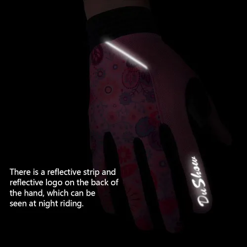 Vista 3 de DuShow Guantes de ciclismo para mujer, guantes de ciclismo de montaña para mujer, guantes acolchados de gel para pantalla táctil, guantes