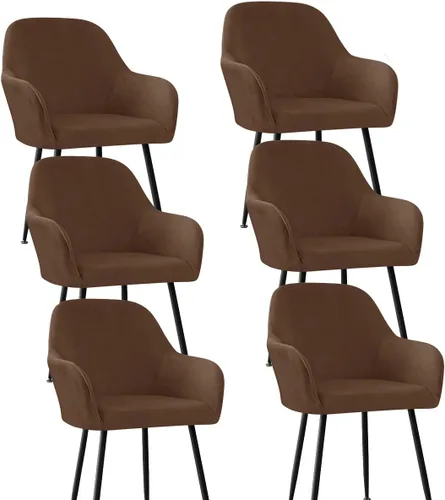 Vista 8 de Fundas protectoras de terciopelo elástico para sillas de comedor con brazos y respaldo curvado pequeño, juego de 6/4/2 para cocina, oficina, hogar