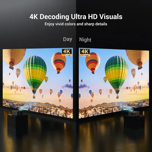 Vista 10 de Proyector de decodificación ANSI 4K 2000 con WiFi y Bluetooth, cine en casa de película HAPPRUN con enfoque automático, pantalla de 300 pulgadas