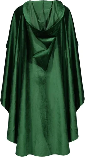 Vista 2 de Disfraz renacentista para mujer, estilo medival, para Halloween, corto, Steampunk, capa de terciopelo gótico, magos con capucha
