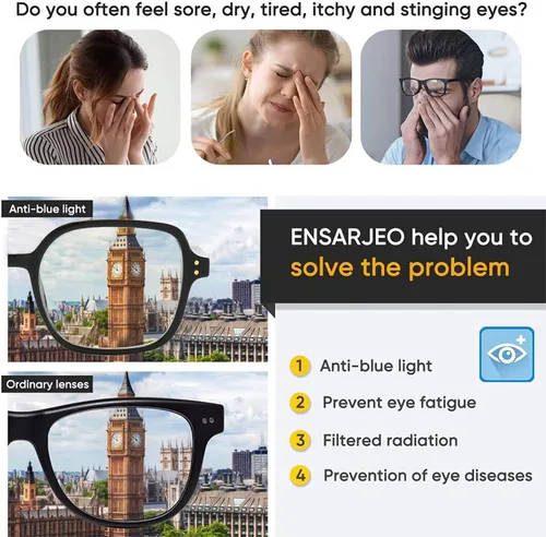 Vista 5 de LJCZKA Lentes cuadrados de bloqueo de luz azul para mujeres y hombres, lentes rectangulares retro de los años 90 para juegos de computadora