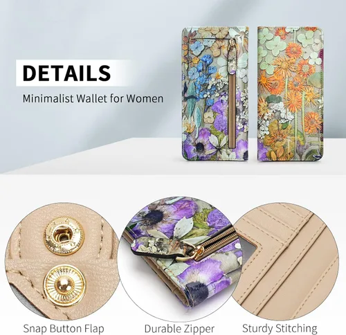 Vista 5 de APHISON Billetera para mujer ultra delgada de cuero delgado cartera RFID bloqueo tarjeta de crédito titular doble embrague largo señoras Billfold