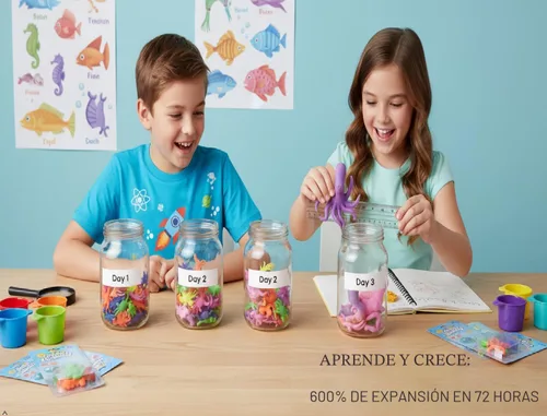 Vista 4 de Paquete de 24 Criaturas de Vida Marina Sensoriales de Gelatina que Crecen en Agua, Increíbles, Divertidas, Educativas, Juguete de Aprendizaje