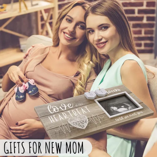 Vista 3 de Marco de fotos de ecografía de bebé con cuenta regresiva de semanas – Foto de ultrasonido estándar de 4"x3" – Ideas de anuncios de embarazo – Regalo