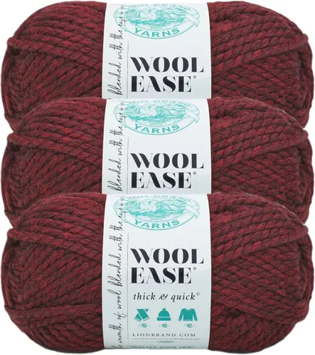 Vista 68 de Lion Brand Yarn - Ovillo de lana Wool-Ease Thick & Quick color fuerza aérea Super Bulky Wool Acrylic Blend Fiber for Soft Hats, Sweaters, Chunky