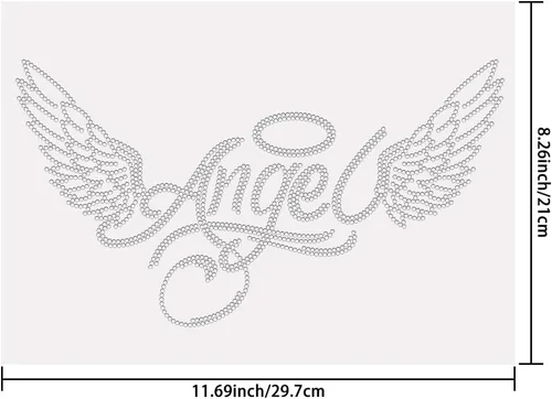 Vista 2 de SUPERDANT Diamantes de imitación de ángel para planchar para ropa, alas de cristal, calcomanías de transferencia de calor, parches de diamantes