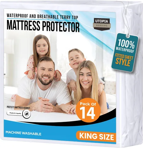 Vista 32 de Utopia Bedding – Protector impermeable de colchón tamaño individual, funda de colchón de terry premium de 200 GSM, transpirable, estilo ajustado
