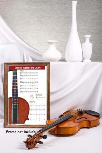 Vista 4 de QMG Tabla de digitación para violín con notas codificadas por colores, aprende técnicas de escalas de violín adecuadas para todos los niveles