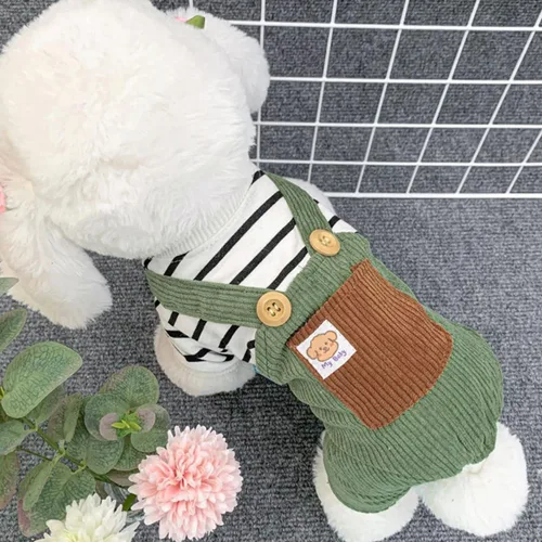Vista 5 de Ropa para mascotas, overol clásico para perro, ropa para cachorros, overol con peto, pijamas de invierno de Navidad para perros, overol