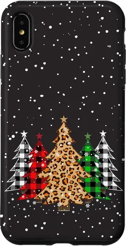 Vista 11 de Funda con diseño de árboles de Navidad con estampado de leopardo y cuadros para iPhone 16