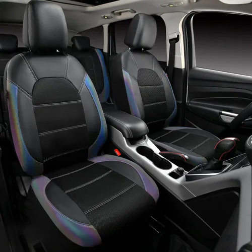 Vista 7 de CAR PASS Fundas de cuero para asientos delanteros solamente, con fundas de asiento delantero de malla de aire, transpirables, fundas de asiento