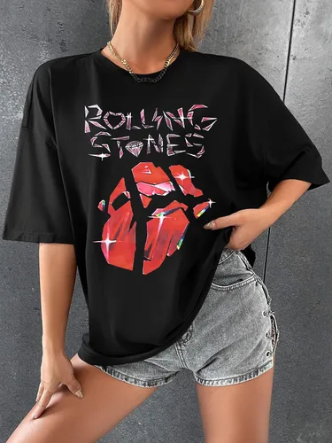 Vista 3 de Camisa de música country de gran tamaño para mujer, camiseta casual de banda de rock, traje de concierto, camiseta de verano para vacaciones