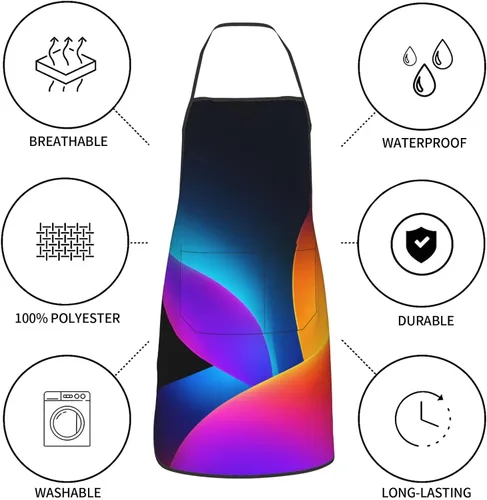 Vista 6 de Dark Minimalist Vivid Colors Shapes Apron For Men Women, Cooking Kitchen Chef Apron With Pockets