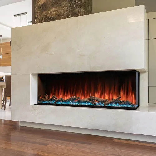 Vista 2 de Modern Flames Landscape Series Pro MultiView - Chimenea eléctrica de 3 lados para montaje en pared / empotrada (LPM-6816-TH-WTC/LP), 68 pulgadas