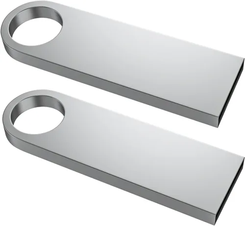 Vista 9 de ABLAZE Paquete de 10 unidades flash de 128MB, unidades flash USB 2.0 metálicas con llaveros USB Sticks Pendrives (Plateado)