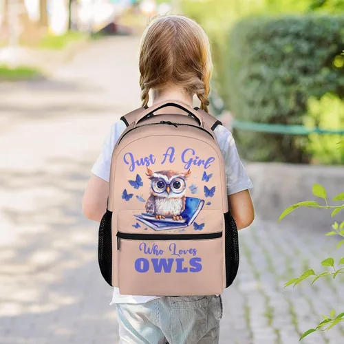 Vista 2 de GIHSWE Mochila de búho para niñas y niños, mochilas de dibujos animados lindas de 16 pulgadas para niños y estudiantes, regalos para los amantes