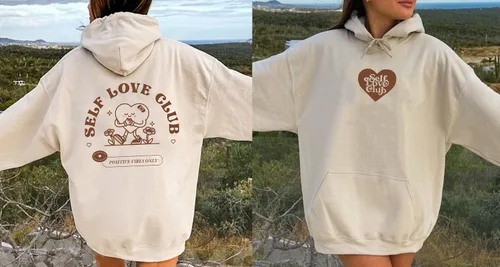 Vista 3 de Techtack Self Love Club - Sudadera con capucha de 2 caras inspiradora y positiva