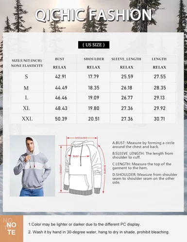 Vista 7 de Qichic Sudaderas de manga larga para hombre, con diseño de patchwork a cuadros, jacquard, casual, con cordón