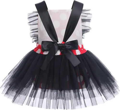 Vista 3 de IBTOM CASTLE Vestido de princesa tutú para niña pequeña con estampado de leopardo, dona, ratón, vestido de princesa con funda para pañales, conjunto